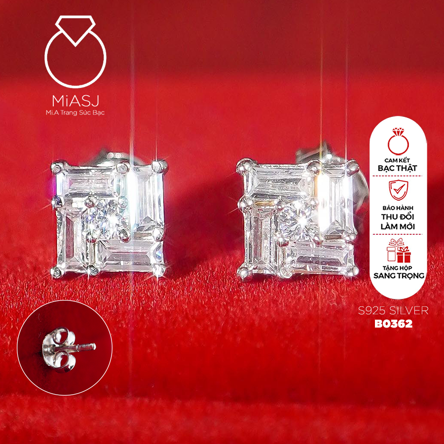 B0362 - ต่างหูหมุดสีเงิน MiASJ S925