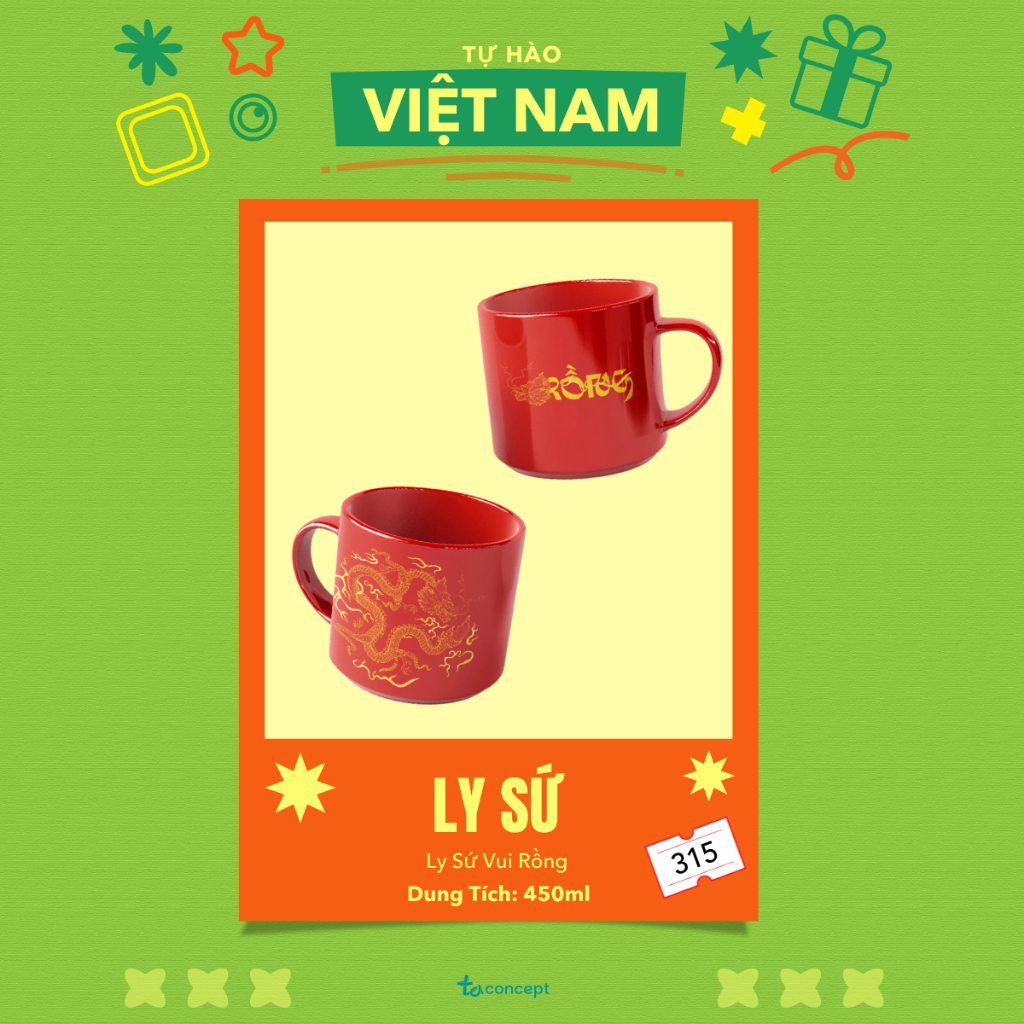 Vui Rong TA CONCEPT ถ้วยพอร์ซเลน ถ้วยเซรามิคทนความร้อนคุณภาพสูง สําหรับดื่มชา กาแฟ ของที่ระลึก Vui R