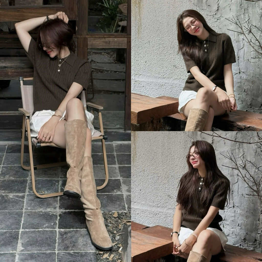 (OLDSCHOOL PHOTO) เสื้อสเวตเตอร์โปโลแขนกุดคอเต่าหนา A1021 AS STUDIO