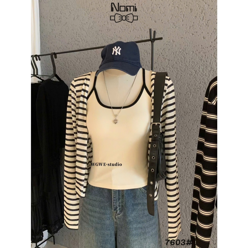 WGWE• เสื้อ Cross-flap Set พร้อมเสื้อชายเสื้อ 2 สาย 7603 wgwe QC product freesize