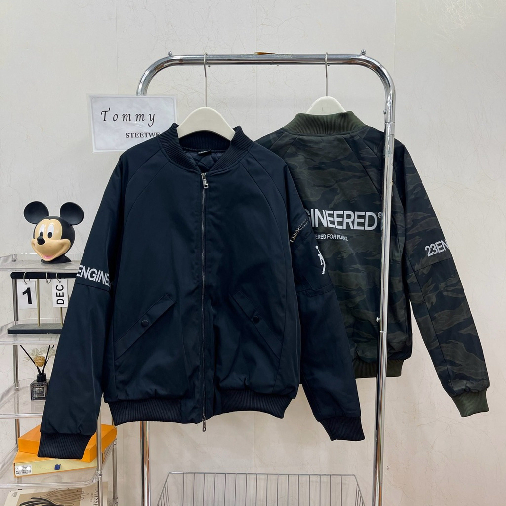 [คุณภาพสูง] - เสื้อแจ็คเก็ตบอมเบอร์ J0rdan 23 Engineered พร้อมตัวอักษรที่แขนตรวจสอบด้านหลัง - สินค้า