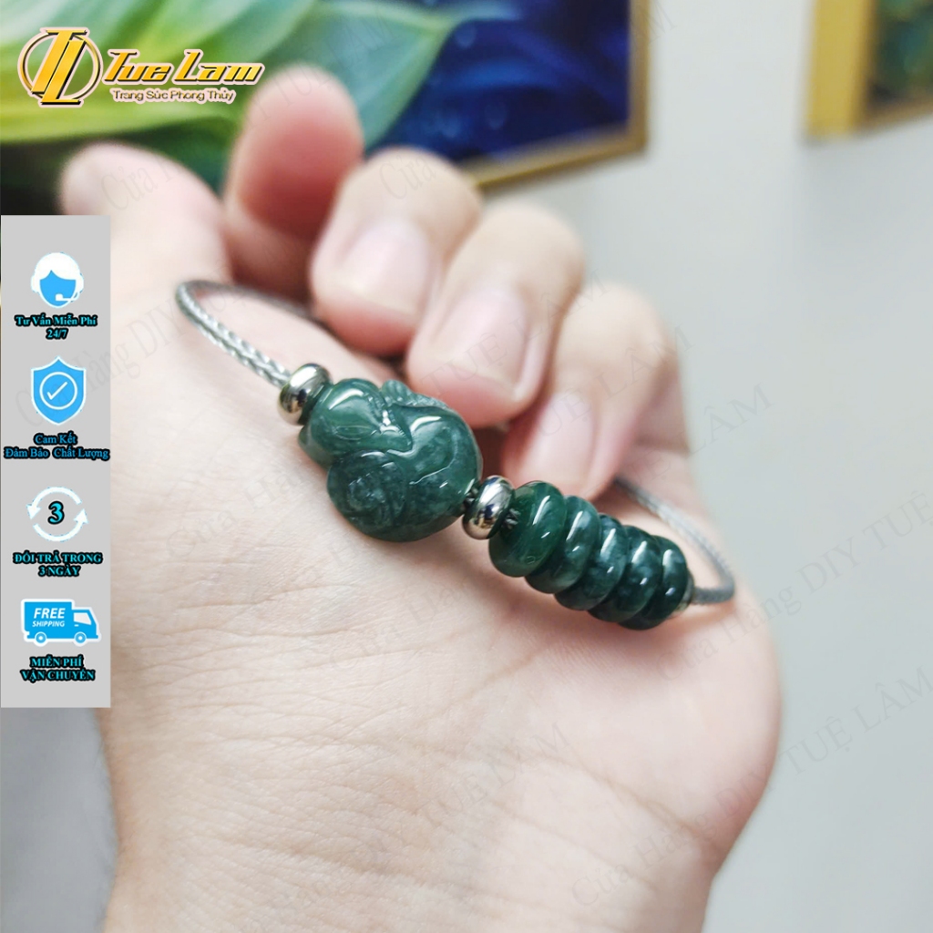 Vòng tay ngũ điếu mix hồ ly chúa ôm hoa lam ngọc hợp mệnh trợ duyên may mắn - DIY TUỆ LÂM