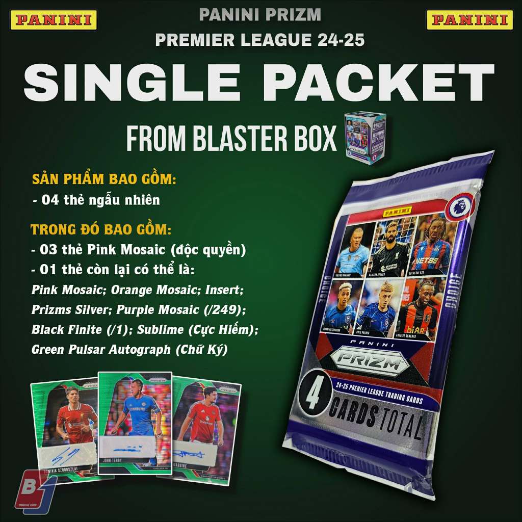 แพ็คการ์ดเดี่ยว (จาก Blaster Box) - Panini Prizm Premier League 2025 - การ์ดนักฟุตบอลระดับพรีเมียม