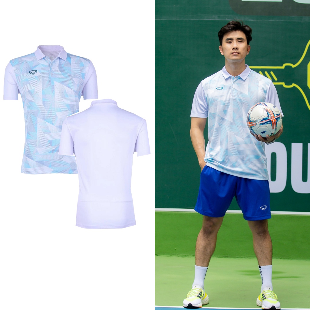 เสื้อโปโลแกรนด์สปอร์ต 072082 ขาว คูล แห้งเร็ว ต่อต้านริ้วรอย ผลิตในไทยแลนด์