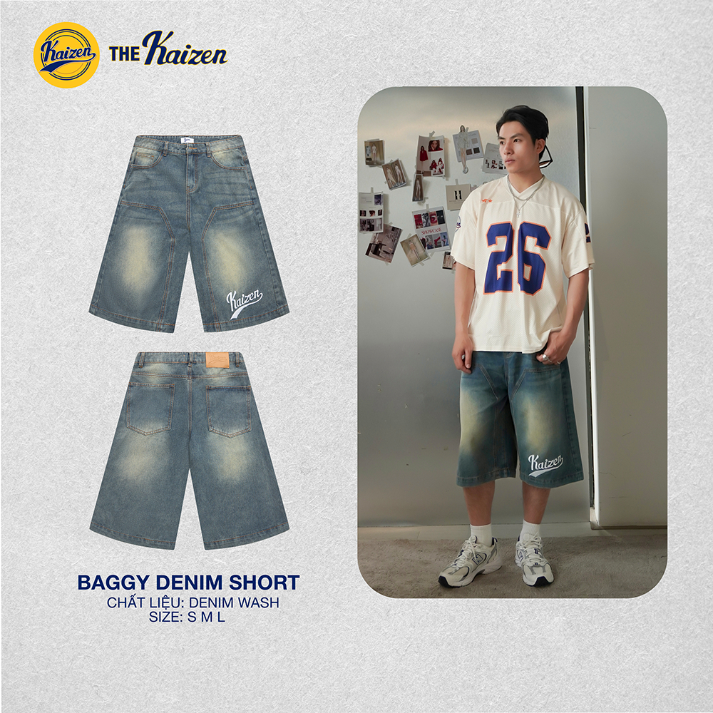 KAIZEN BAGGY DENIM SHORTS สําหรับผู้ชายและผู้หญิง