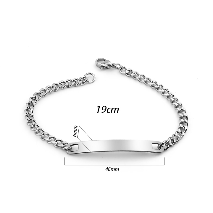 LT002 สร้อยข้อมือสแตนเลส พร้อมแผง 6มม