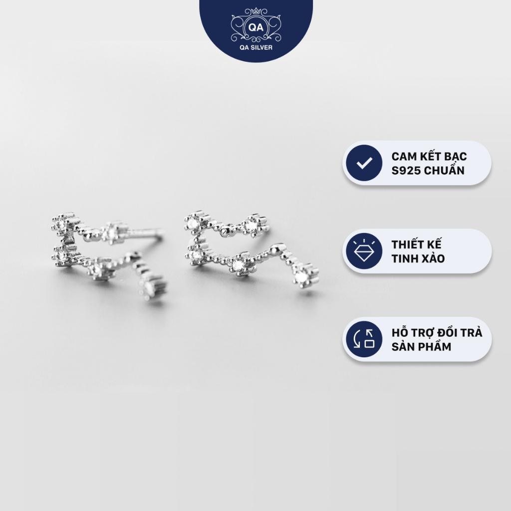 925 SILVER ต่างหูราศีสําหรับผู้ชายและผู้หญิงราศี S925 HOROSCOPE QA SILVER ต่างหู EA200908