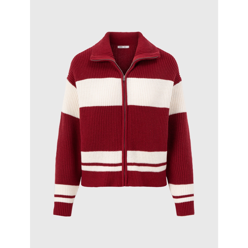 CANIFA เสื้อคลุมไหมพรมผู้หญิงแขนยาวและคอปกเปิดลง 6OT25C003