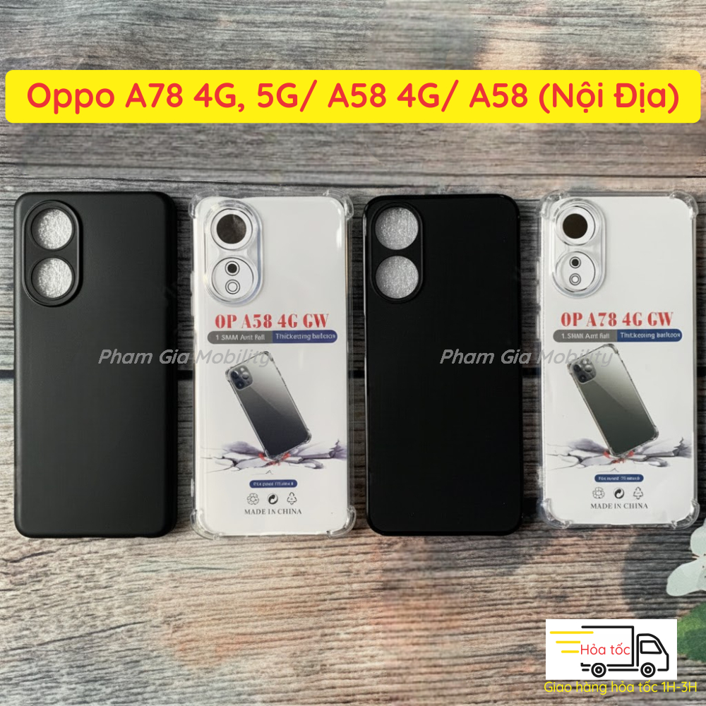 เคส Oppo A58/ A78 4G 5G (ของแท้. ในประเทศ) สีดํายืดหยุ่นสีส้มป้องกันใสกันกระแทกยืดหยุ่นสีส้มป้องกันค