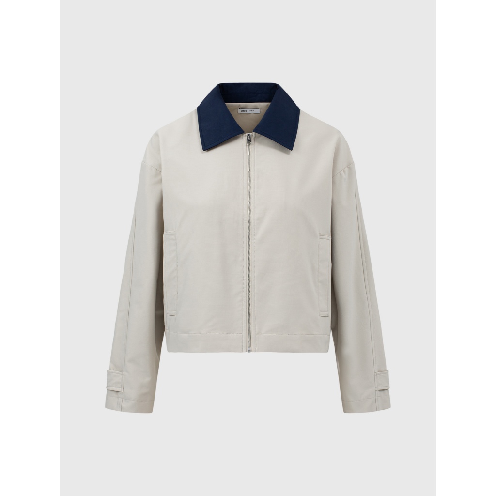 CANIFA เสื้อแจ็คเก็ตผู้หญิงคอปกแขนสั้นแขนยาว 6OT25W026