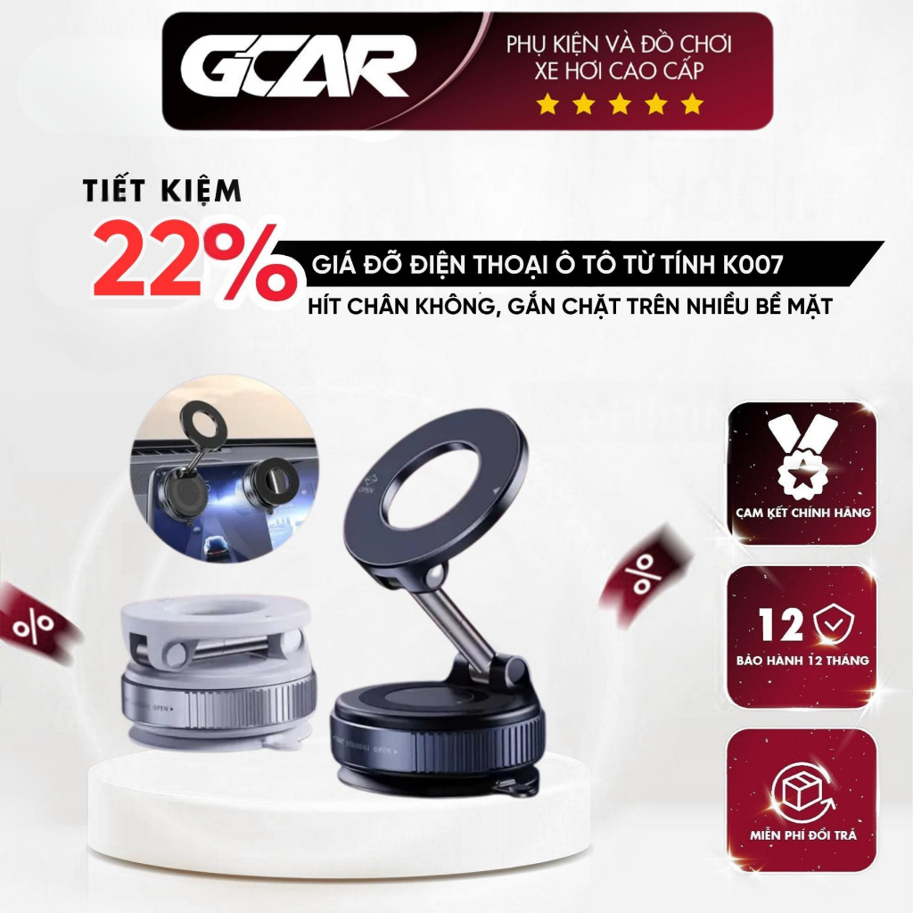 K007 Gcar ที่วางโทรศัพท์ในรถยนต์แบบแม่เหล็กพร้อมเข็มขัด Magsafe รวมรองรับหลายรุ่น ฐานดูดสูญญากาศ Ch