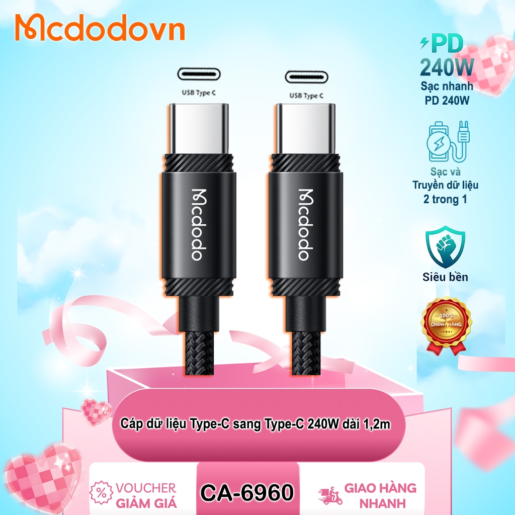 [ของแท้] Mcdodo CA-3680 / CA-3681 Type-C to Type-C 240W สายชาร์จเร็ว – รองรับ PD 3.1, Data Transfer,