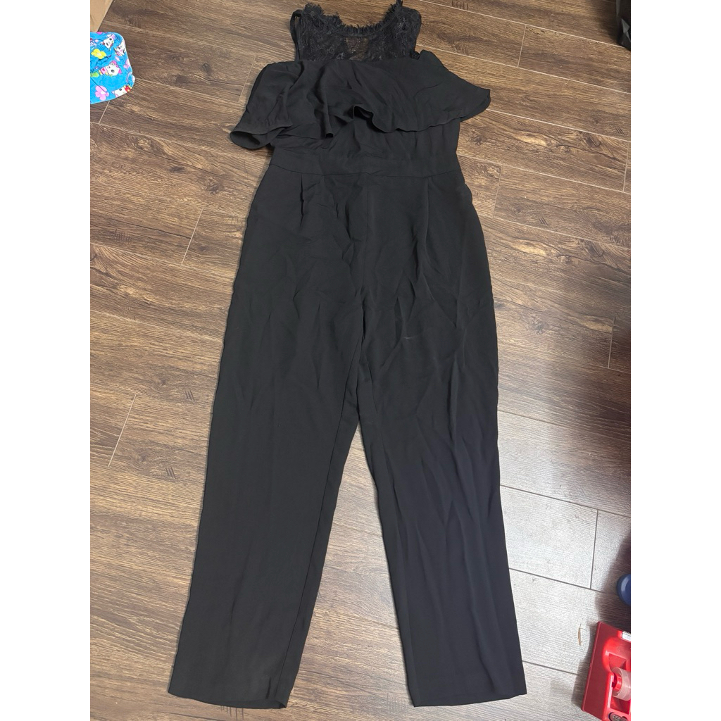 2มือ. จั๊มสูทผ้าชีฟองสีดํา L. q28