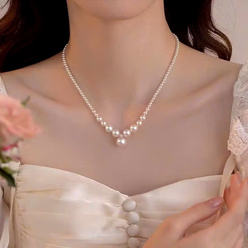 สร้อยคอมุกเทียมแฟชั่นสําหรับผู้หญิง รหัส M01.