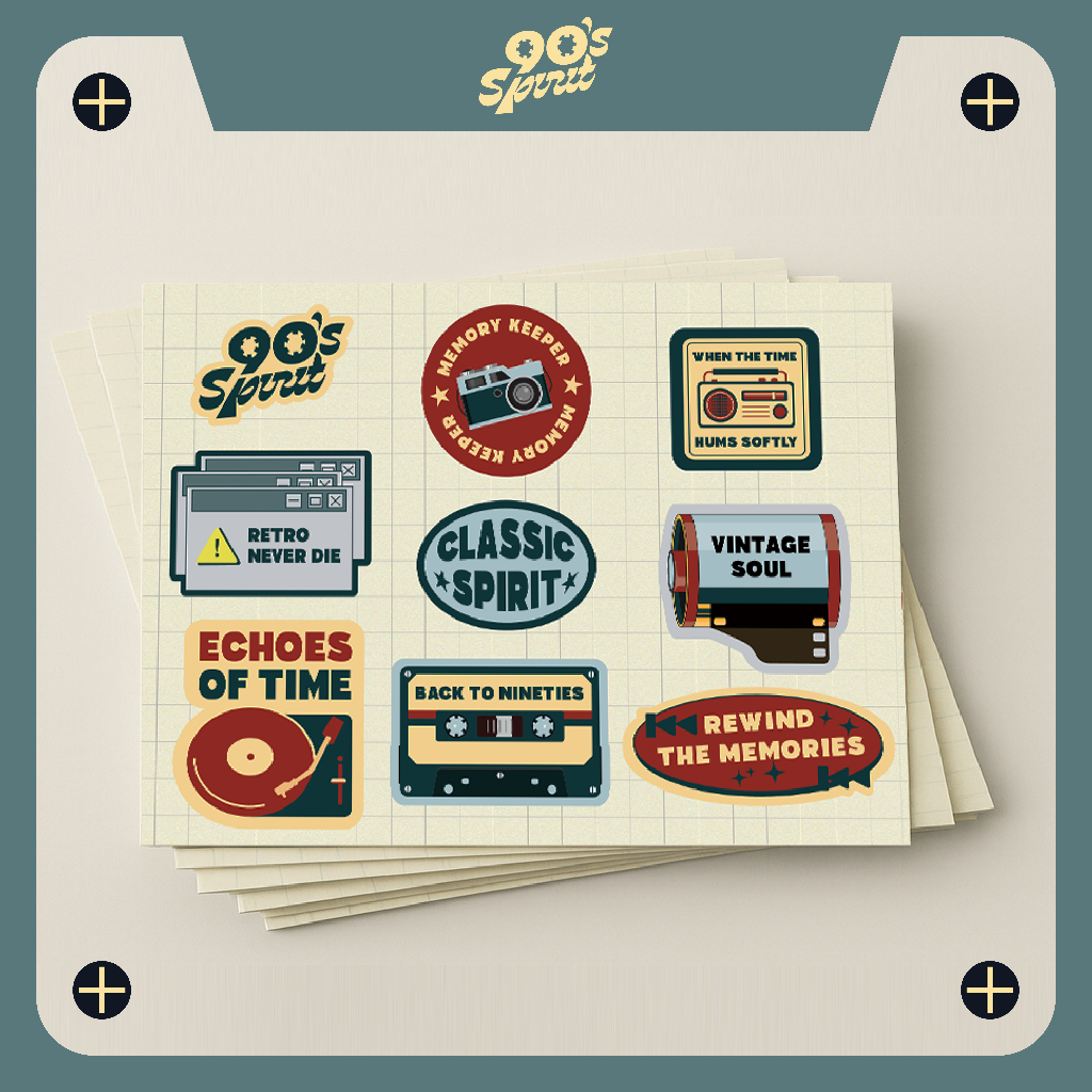 [GIFT] Sticker 90s Spirit เมื่อซื้อเสื้อยืดแขนสั้น | รูปแบบวิญญาณยุค 90 Boxy
