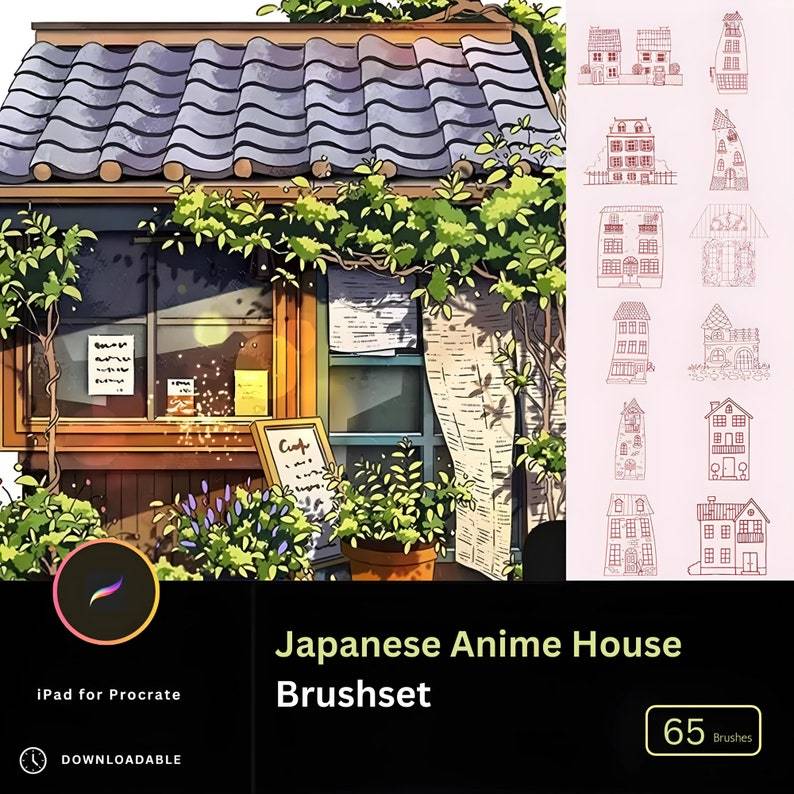 65 Bộ cọ vẽ Anime House chinchilla Home Ghibli Nature Anime Brush