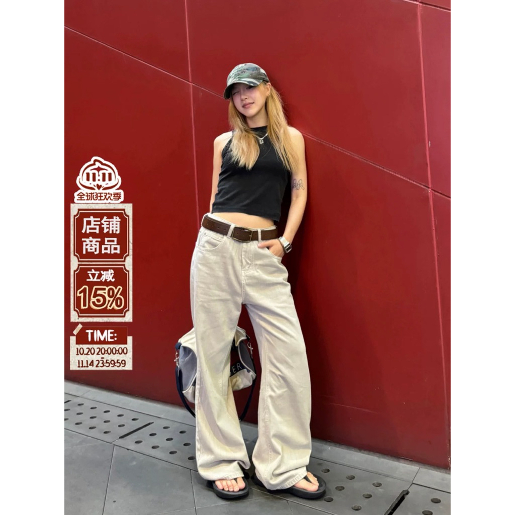 STONE GREY LOOSE PLEAT (Wireless) - กางเกงยีนส์ขากว้าง unisex สําหรับผู้ชายและผู้หญิง WHOSE STUDIO 2