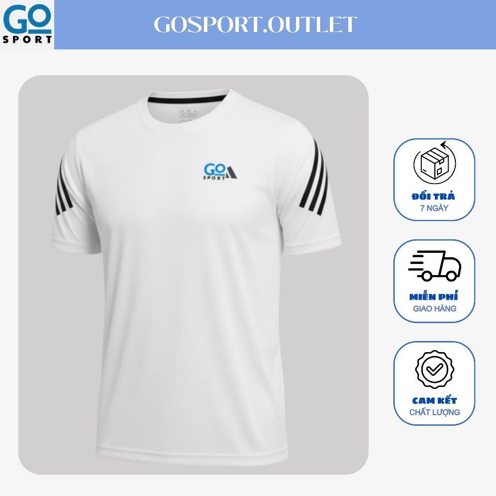 เสื้อกีฬาผู้ชาย 3 แถบแนวทแยง วัสดุยางยืดโพลียืดหยุ่น นุ่ม ระบายอากาศ ดูดซับเหงื่อ - GOSPORT.OUTLET