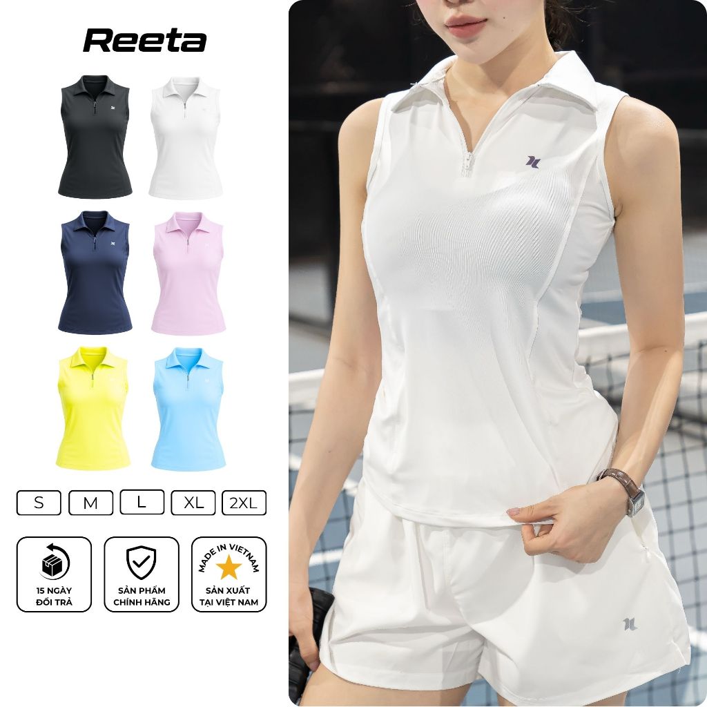 รีต้า เสื้อกล้ามกีฬาสําหรับผู้หญิงพร้อมปลอกคอซิปวัสดุยืดหยุ่นสําหรับเทนนิสแบดมินตันผักดองวิ่งออกกําลังกาย...A206