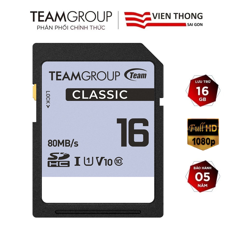 Team Group Classic 16GB UHS-I U1 V10 Class 10 SDHC การ์ดหน่วยความจํา (สําหรับกล้อง) - ตัวแทนจําหน่าย