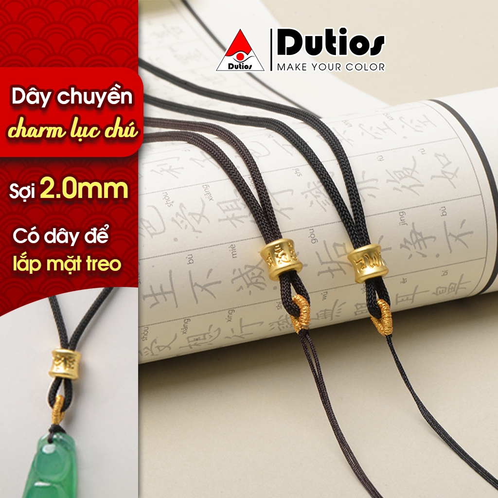 2 มม.หนาถักร่มสร้อยคอ Charm หกตัวอักษรปรับความยาวแขวนหิน Face Dutios DAC01