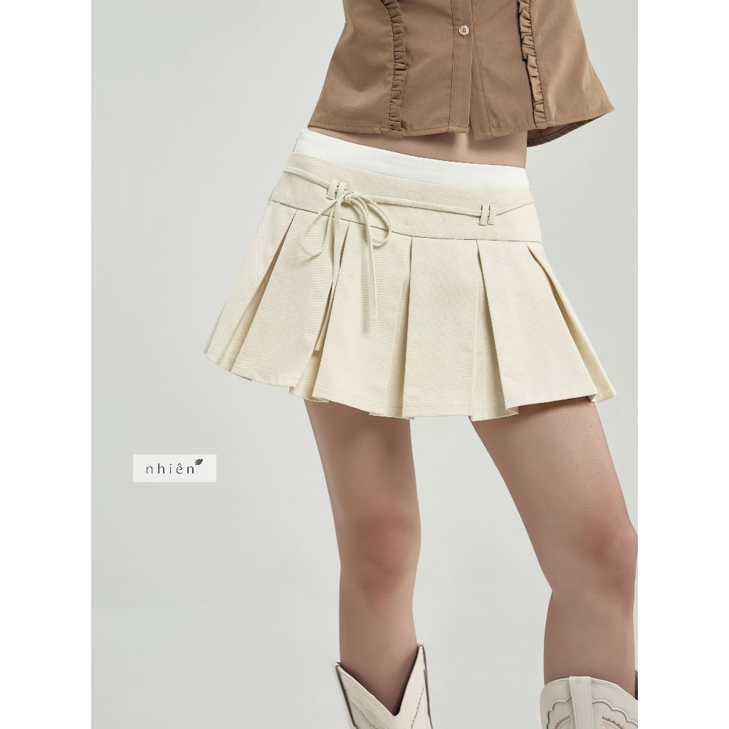 กระโปรงวานิลลา - กระโปรงสั้นจับจีบผสมสี nhien.official BV168