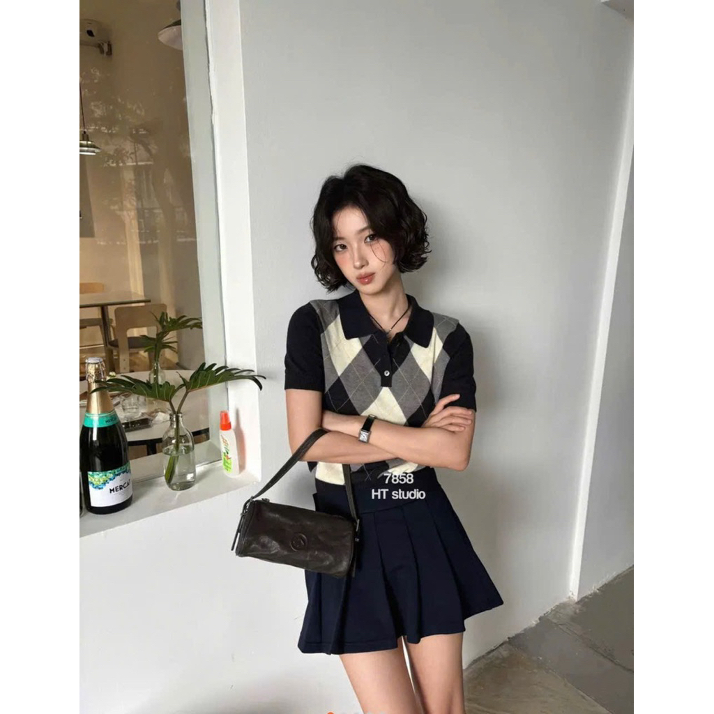 WGWE• เสื้อสเวตเตอร์โปโลแขนกุด 7857 wgwe QC product freesize