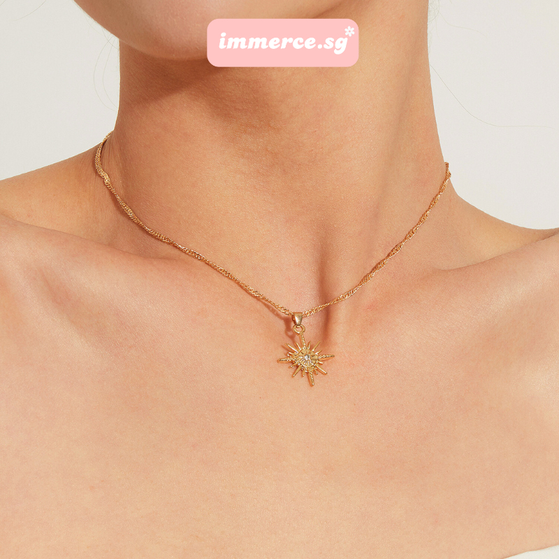 สร้อยคอดวงอาทิตย์ชุบทองคุณภาพสูง Noble Elegant Alloy สร้อยคอ VCV-MTr