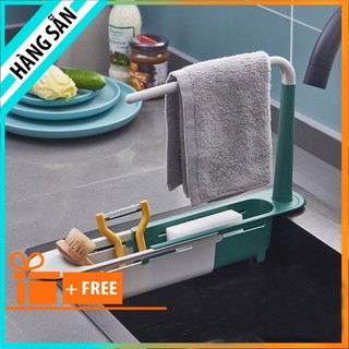 Kệ để đồ, giá treo gắn bồn rửa bát bằng nhựa, có thanh treo khăn tiện lợi có thể thay đổi được kích thước 4546
