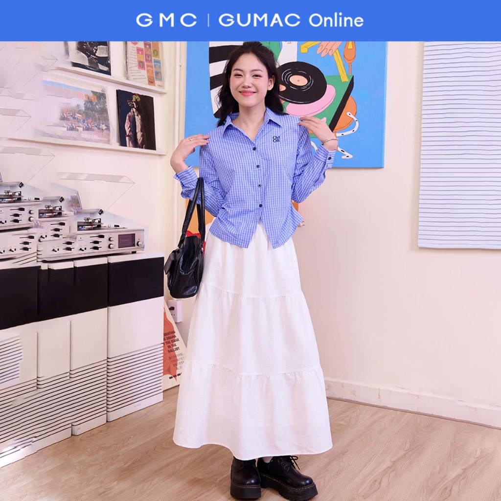 กระโปรงชั้นทรงเอเอวยางยืดบานมีกระเป๋าเฉียง GUMP YVF11042