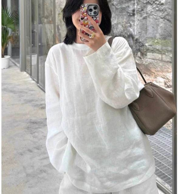 ชุดมายเซ่ - |ไลไลน์| - เสื้อคอกลมผ้าลินิน + กางเกงขาสั้นเบสิค ชุด - รูปที่ 2