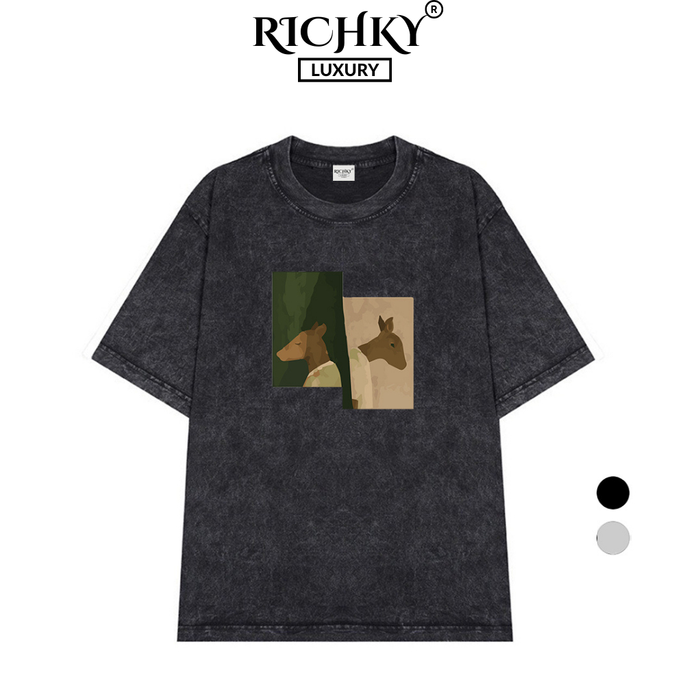 Wash Richky Premium Tee Double Deer Artistic Deer