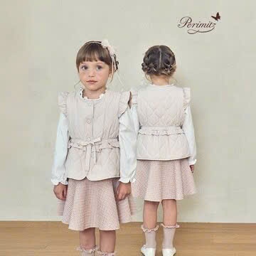 กระโปรง Perimit สีชมพูพาสเทล ปลารัสเซียและgilet G2B1H0 + V1K6T5
