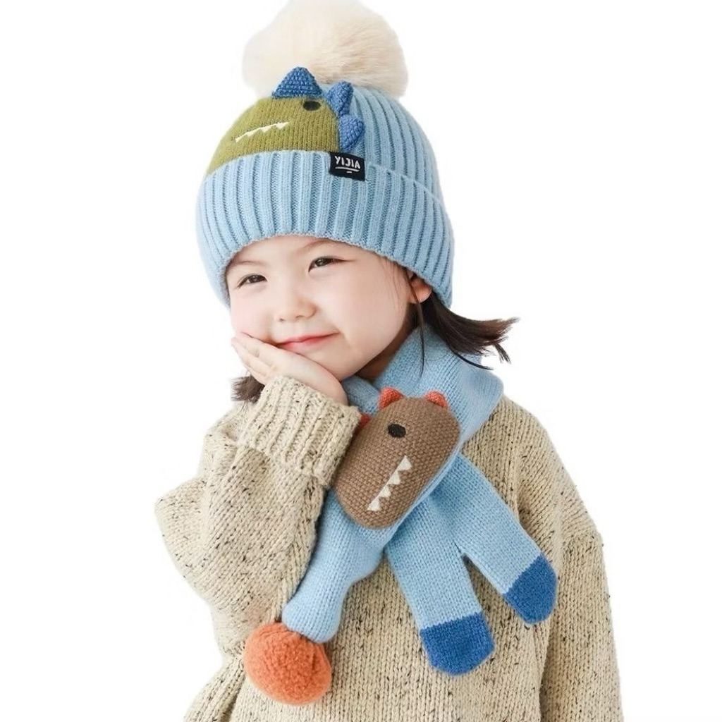 ชุดหมวกและผ้าพันคอรูปสัตว์น่ารัก yijia - หมวกเด็ก
