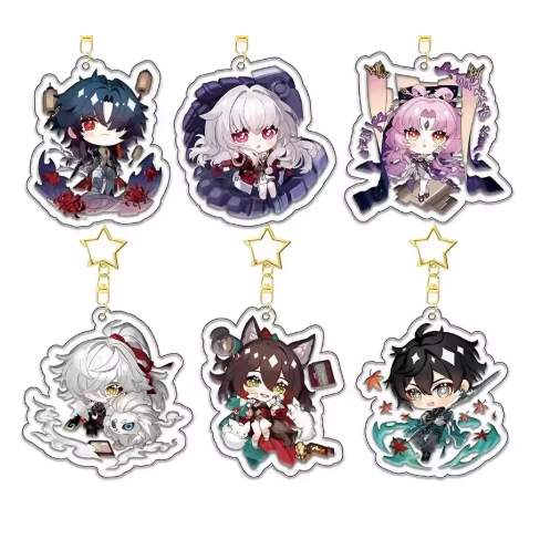 Honkai: พวงกุญแจเกม Star Rail ตัวละครน่ารัก Dan Heng, March 7th, Sampo, Gepard, Himeko