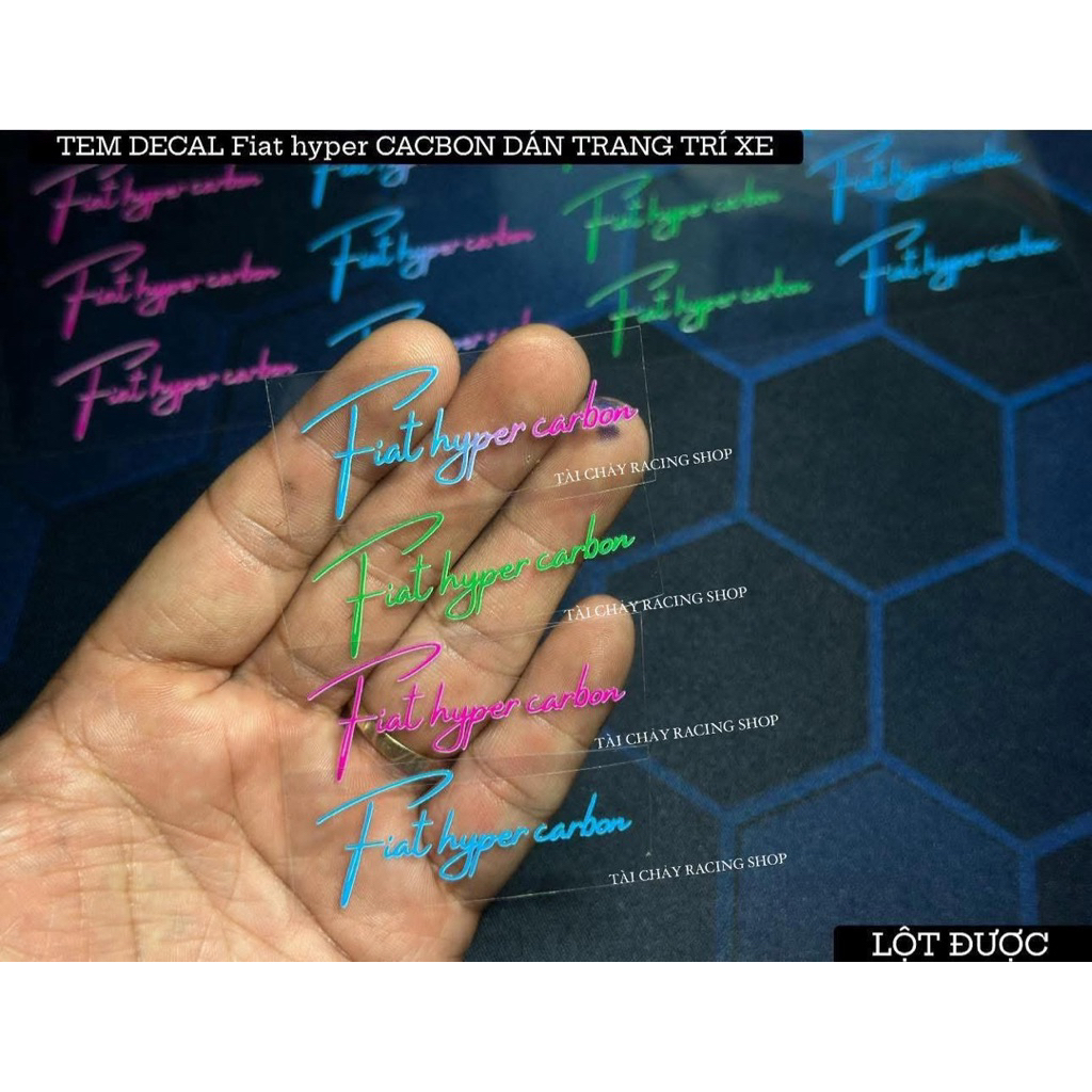 [ 1 STAMP ] Fiat hyper carbon DECAL STICKER (REPOSABLE) สติ๊กเกอร์ตกแต่งรถยนต์