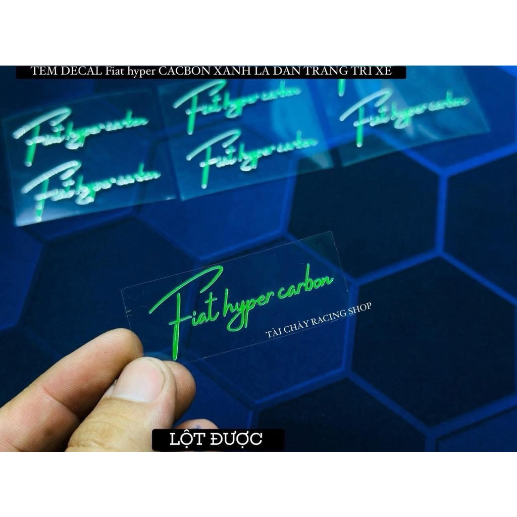 [ 1 ชิ้น ] GREEN Fiat hyper carbon DECAL STICKER (RELIABLE) สติ๊กเกอร์ตกแต่งรถยนต์