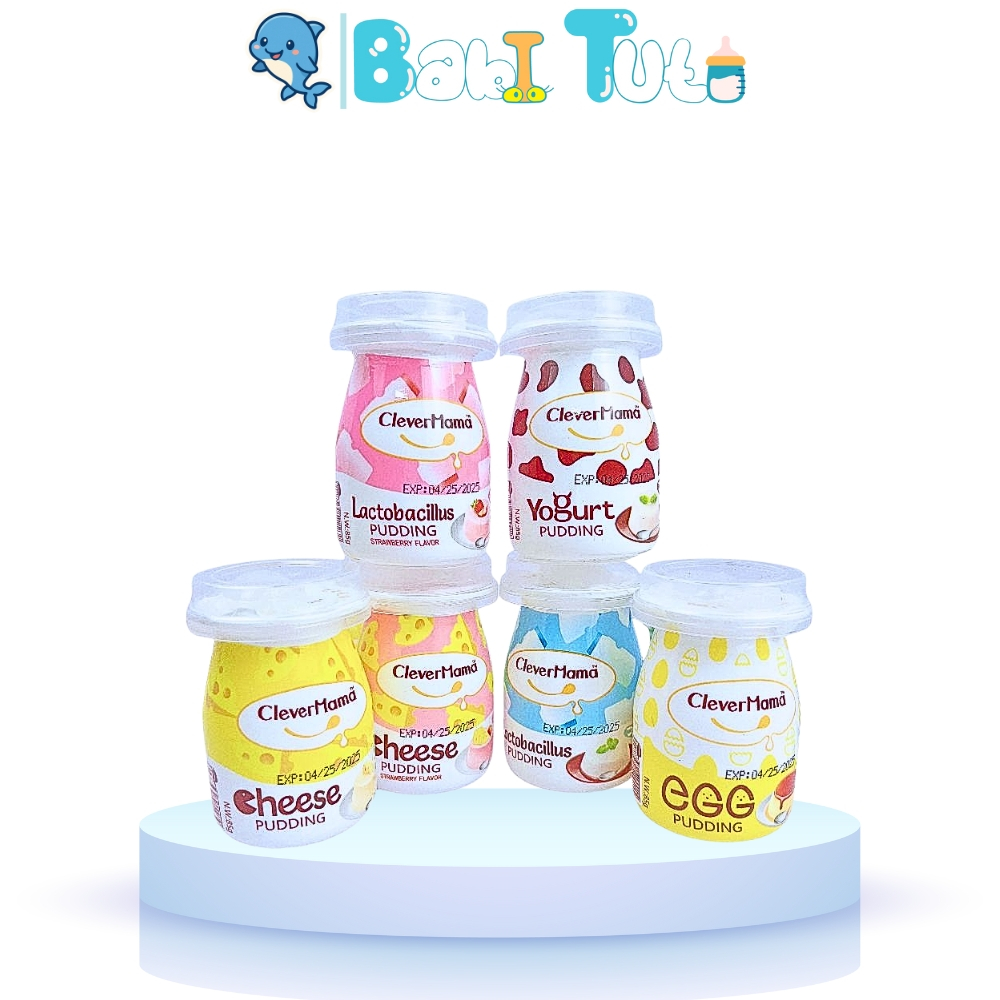 CLEVER MAMA พุดดิ้งโยเกิร์ตโปรไบโอติกสําหรับทารกมากกว่า 12 ม.+ พุดดิ้งหย่านมสําหรับทารกที่มีโปรไบโอต