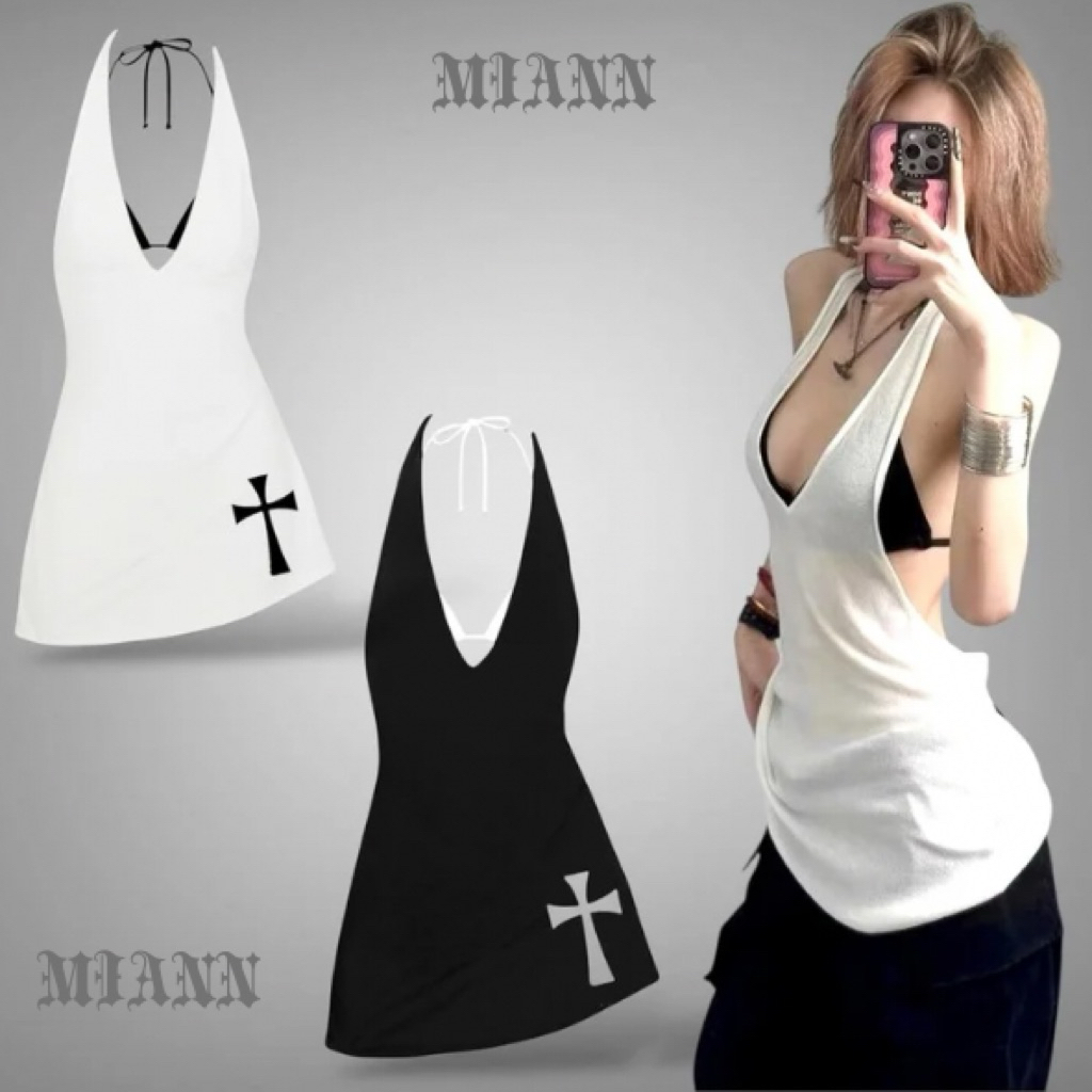 เสื้อกล้ามคอวีเว้าหลังผ้าร่อง-เสื้อบิกินี่ไม่เสริมฟองน้ํา