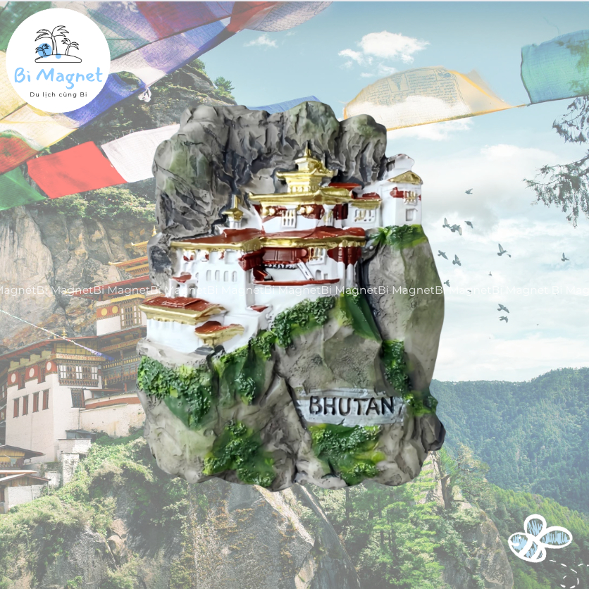 [AVAILABLE] Tigers Nest Monastery Magnet ในสติกเกอร์ตู้เย็นของที่ระลึก Bhutan Asian