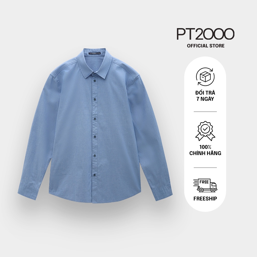 เสื้อเชิ้ตแขนยาวผู้ชายลาย PT2000 ฟอร์มปกติ ผ้าคอตตอนเท่ๆ (SMM-N866)