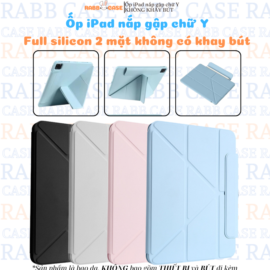 [NO PEN TRAY] Y-SHAPED FOLDING เคสหนัง iPad ซิลิคอนเต็มทั้งสองด้านสําหรับ iPad Mini 6, Gen 5/5/6/7/9