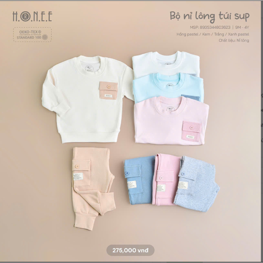 [HONEE] - Sup 3623 Bag Fur Felt Set _ผ้านุ่ม ซับในสักหลาดขน ให้ความอบอุ่น รับรอง OEKO-TEX.Size 9M - 