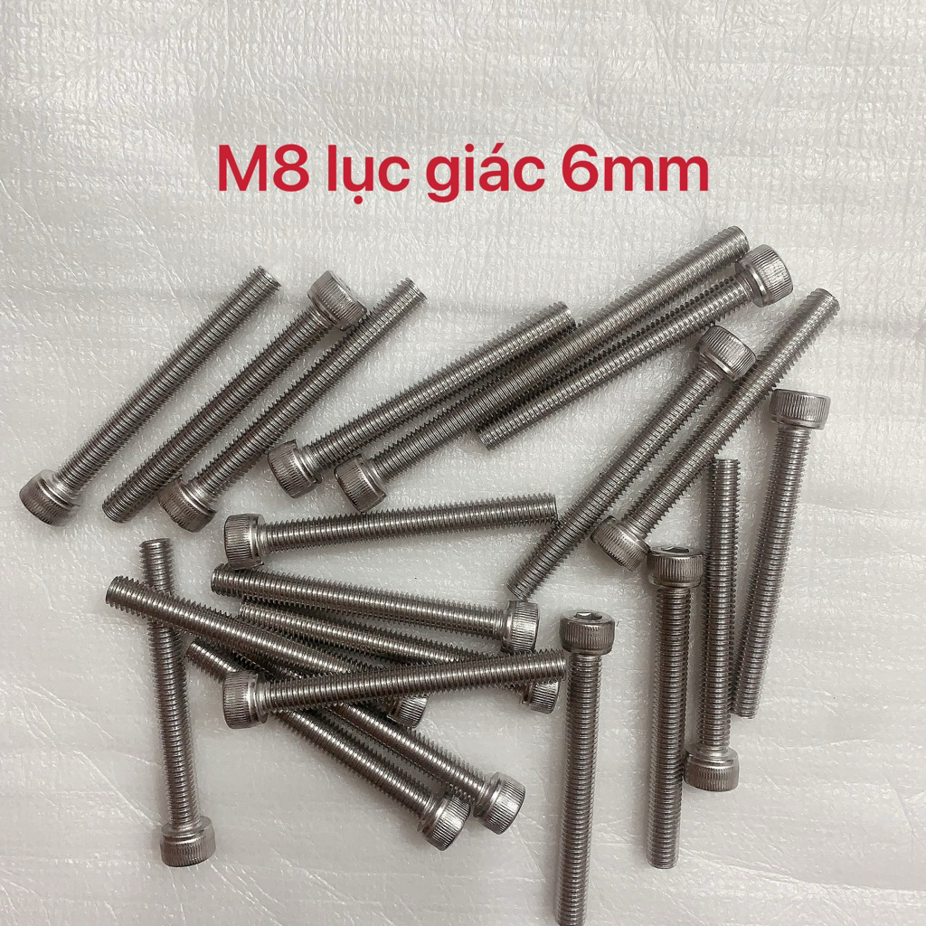 สลักเกลียว 10 ตัว M8 8li15mm->8li80mm, 8li100, 8li120, 8li150 สแตนเลสหกเหลี่ยม 304