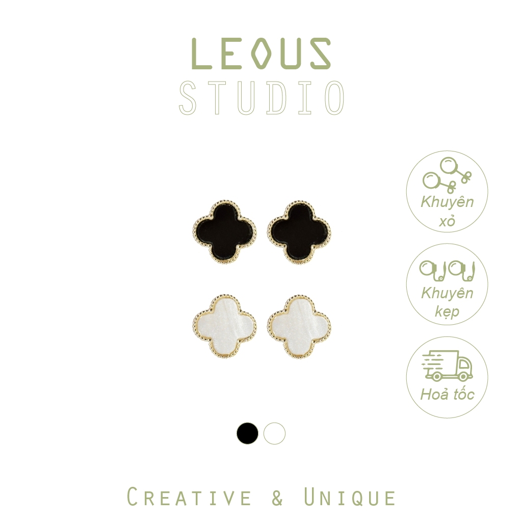 K124 ต่างหูหนีบแบบคงที่ทําจากโลหะผสมชุบทองรูปดอกไม้สั้น Leous Accessories