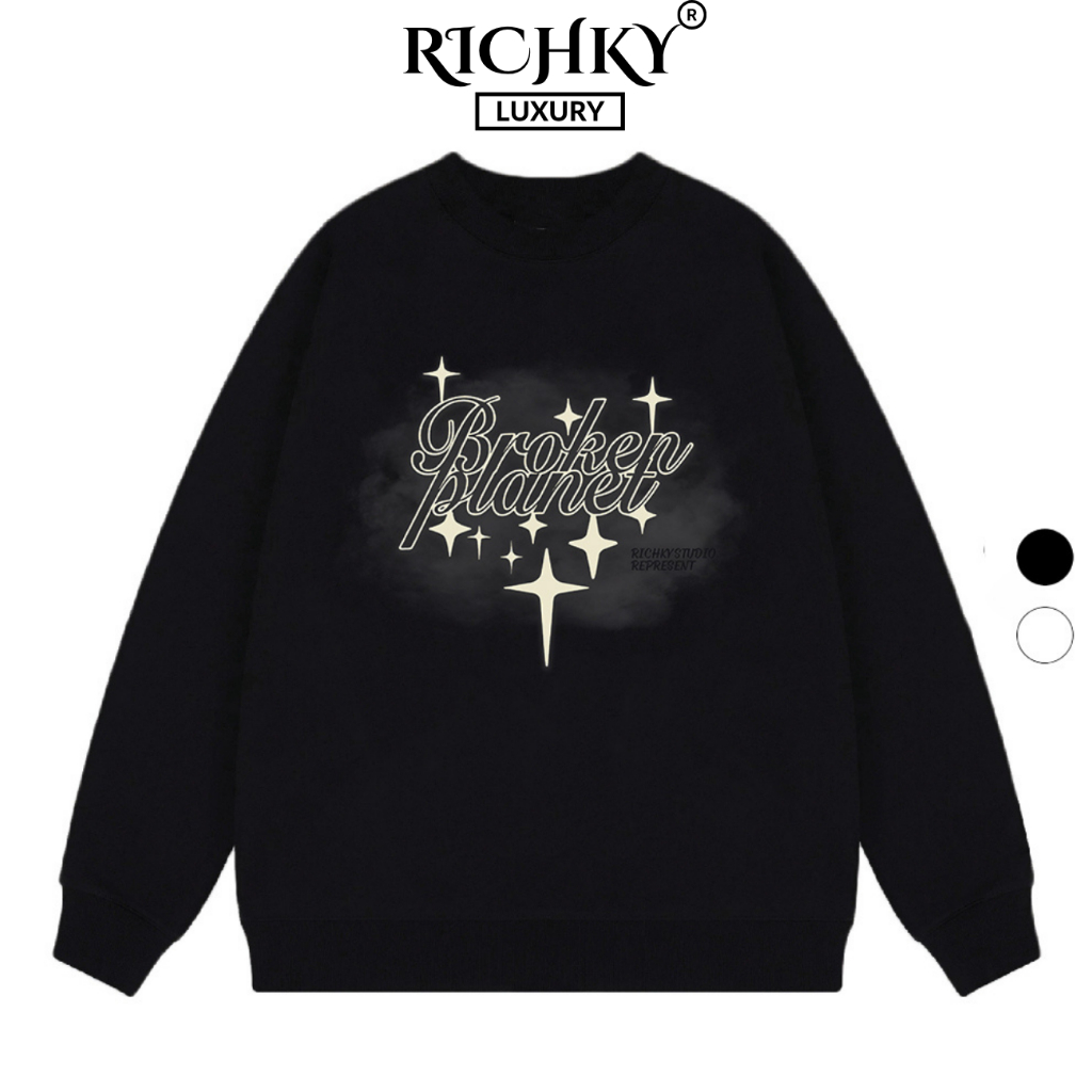 Richky Luxury Premium Broken Planet Starry Scrip เสื้อกันหนาวกราฟิก