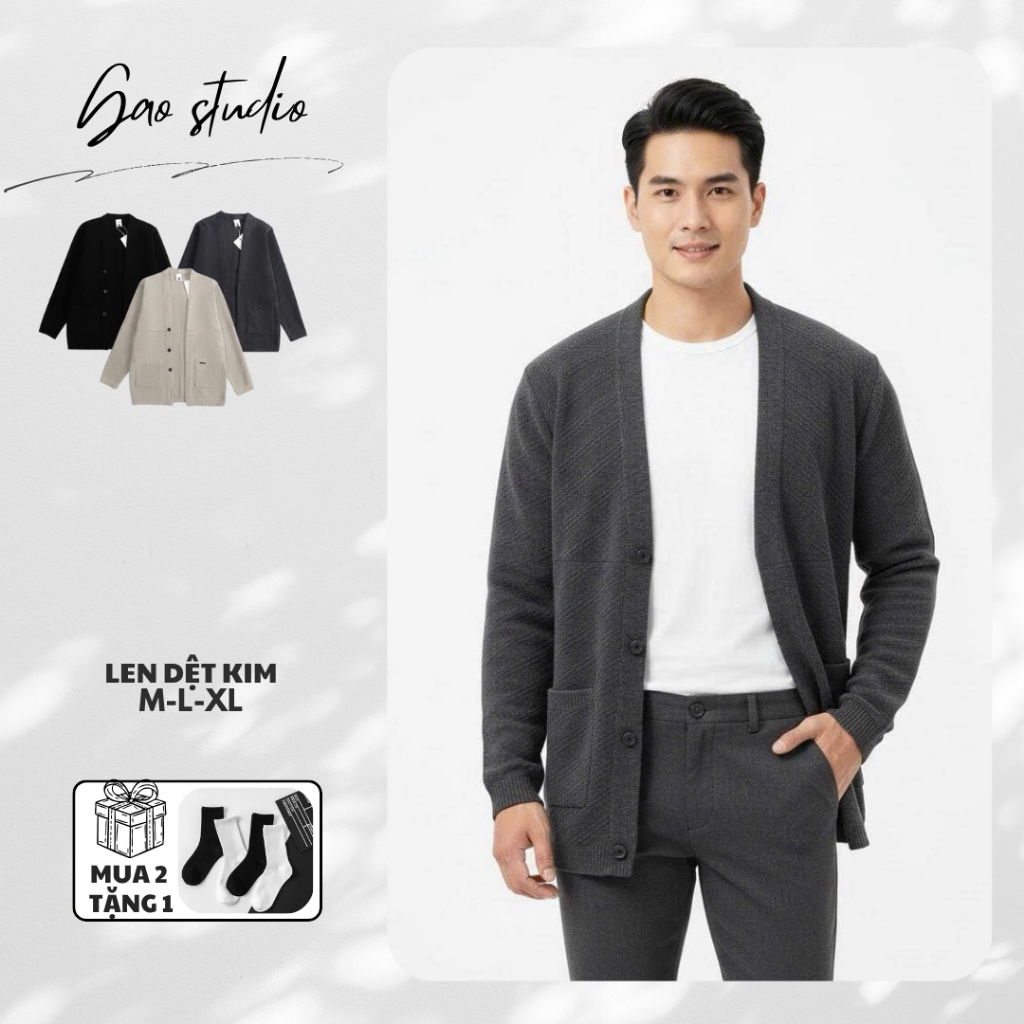 GAO studio เสื้อสเวตเตอร์ถักผ้าวูลสําหรับผู้ชายและผู้หญิง ผ้าถักและผ้ายืดหนานุ่ม G013