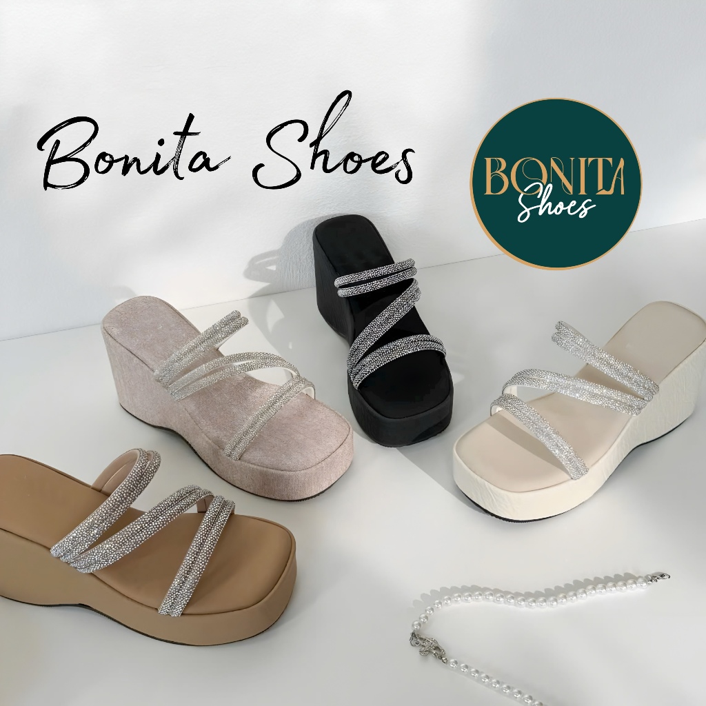 Z 7 ซม. รองเท้าแตะลิ่มหินไขว้คู่ - รองเท้า Bonita BM258