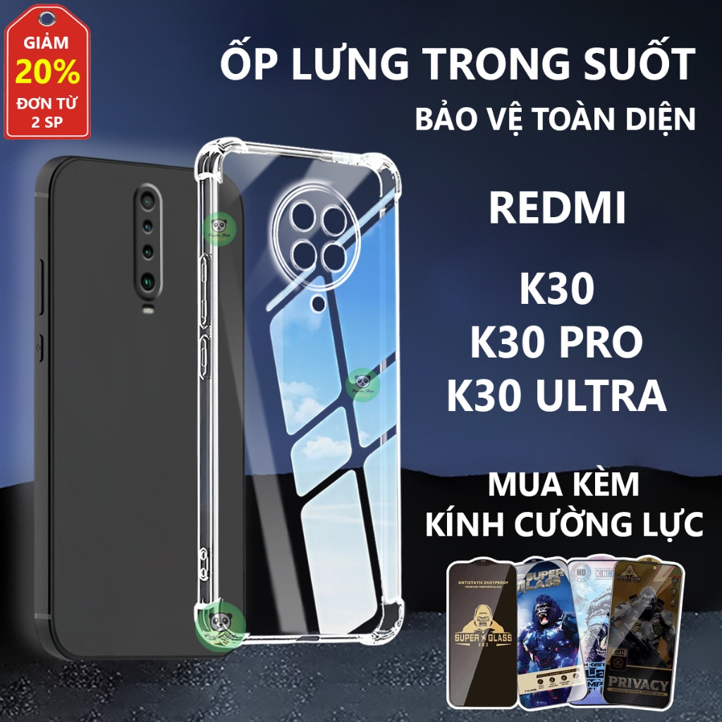 Redmi K30 /K30 PRO/ K30I/ K30 ULTRA กันกระแทก โปร่งใส ซิลิโคน เคสป้องกันกล้อง-Panda