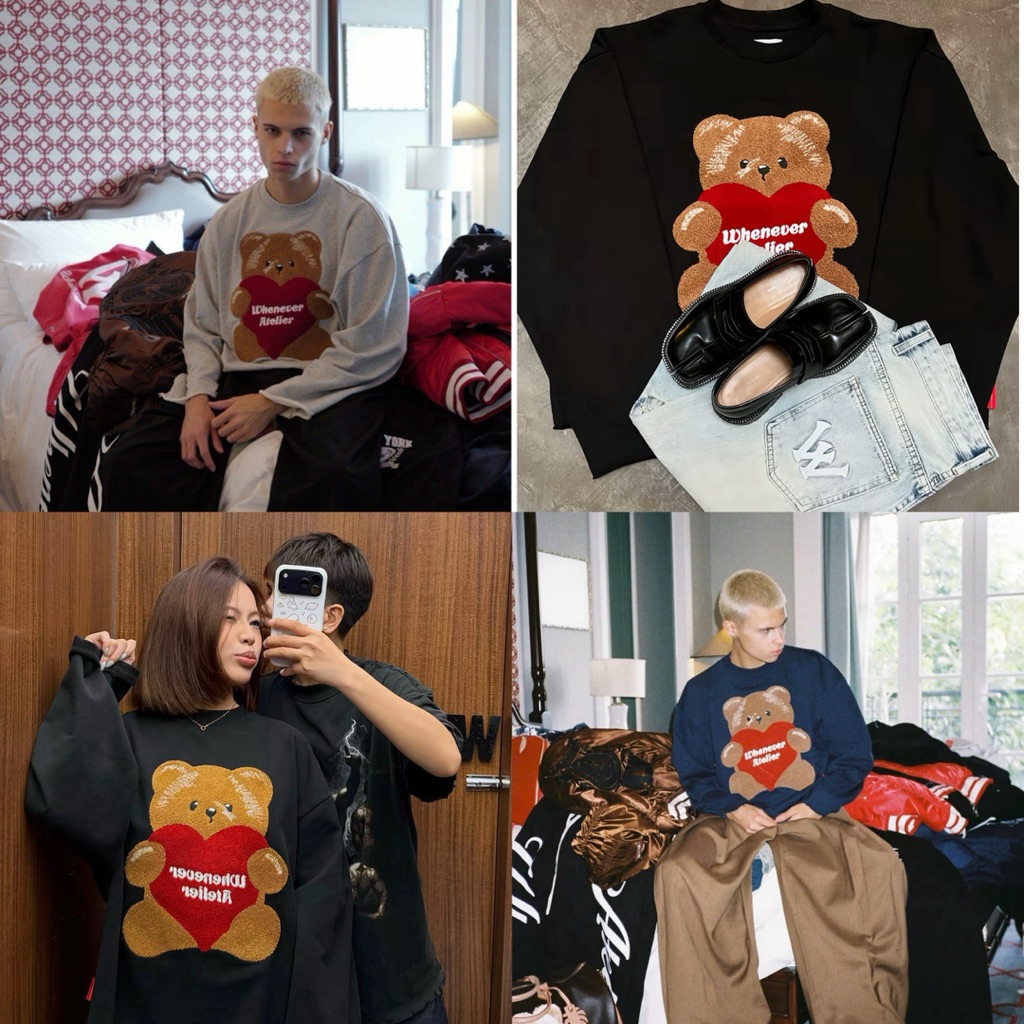 WHENEVER เสื้อเชิ้ตแขนยาวปักลายเร้าใจในสามสี: ดํา / เทา / กรมท่า (แถมถุงผ้าเมื่อเอเวอร์)
